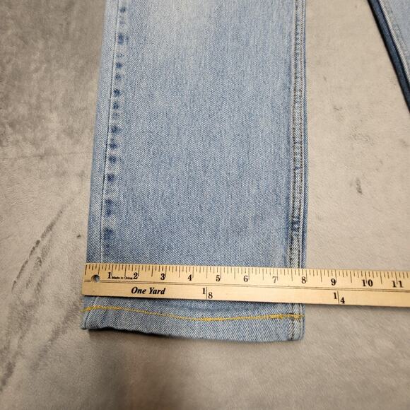 Levis 505 Jeans Mens 34x27 Blue Light Wash Straight Leg Regular Fit Distressed - Picture 10 of 14